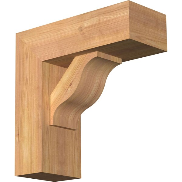 Ekena Millwork Funston Block Smooth Bracket w/ Offset Brace, Western Red Cedar, 5 1/2"W x 14"D x 14"H BKT0604X14X14FST05SWR - main